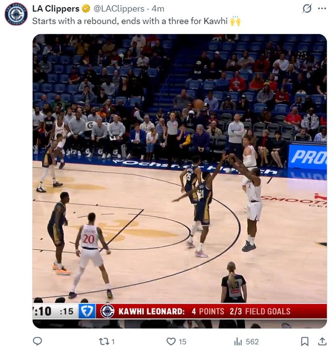 伦纳德复出难救主 快船遭鹈鹕逆转吞败局 小卡单